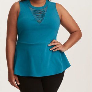 Torrid Lace Up Teal Mesh Top